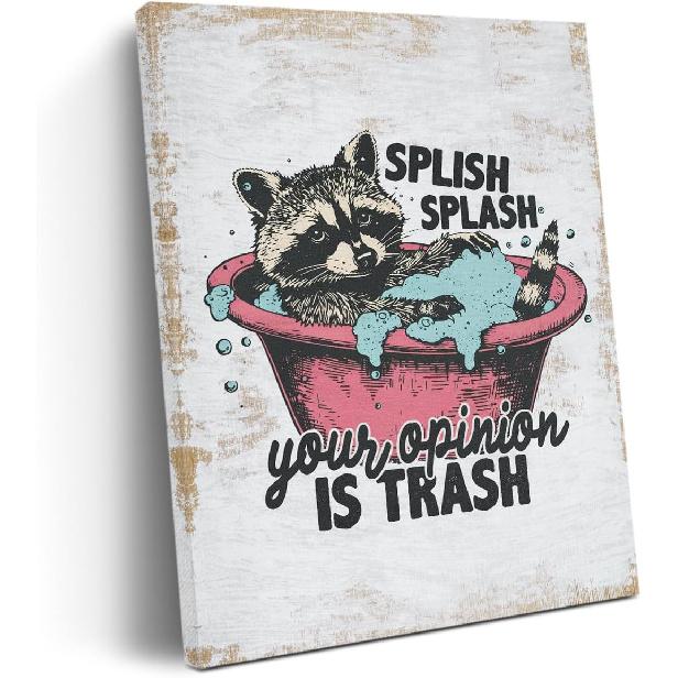 Funny Raccoon Easter Decor Canvas Wall Art Wall Decor, Cute Raccoons Humorous Easter Saying Framed Prints Poster Painting Artwork for Home Office
