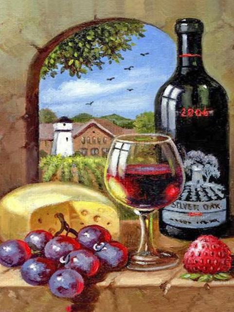 5D DIY Полный дрель Алмазная картина Фрукты серии Бутылка красного вина Алмазная мозаика Пейзаж Вышивка крестиком Наборы домашнего декора