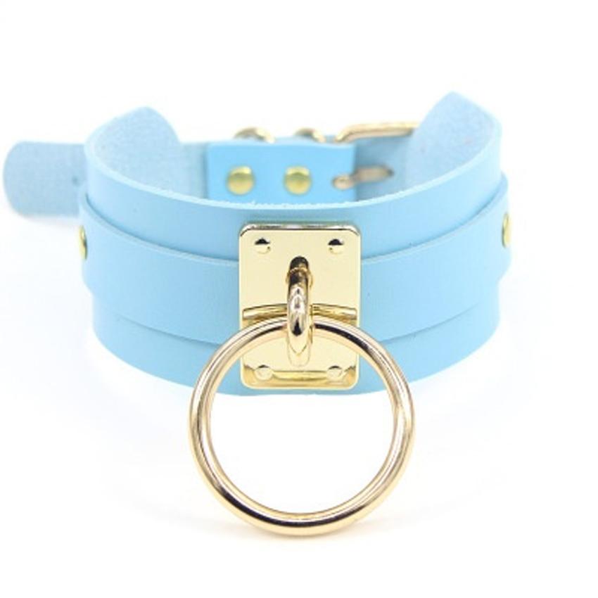 Крутое колье большого размера, фетиш, серебро/золото, круглое металлическое ожерелье в стиле панк, ретро, ​​кожаный воротник, связывание, БДСМ, ожерелье