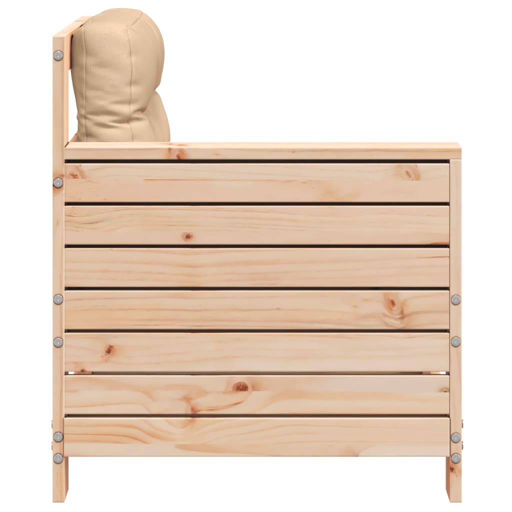 Garden Sofa with Armrests and Cushions Solid Pine Wood