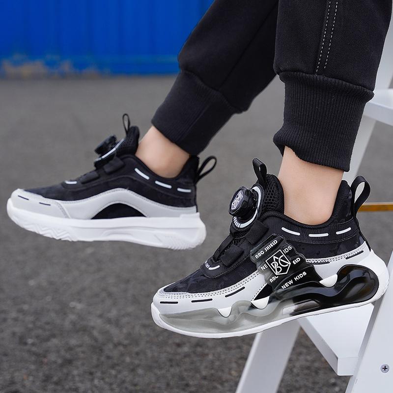 Unisex Sports Shoes Children Luminous Sports Shoes Thick Bottom Fashionable Boys Sports Shoes Rotating Button Girls Sports Shoes