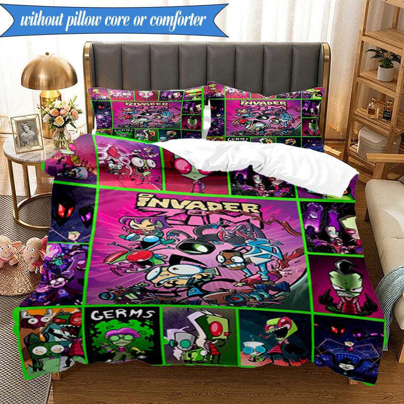 Alien Invasion Pattern 3pcs K-pop music group Bedding set,Ideal for Bedroom, Dormitory,Including Duvet Cover And 2pcs Pillowcases,Fan gifts