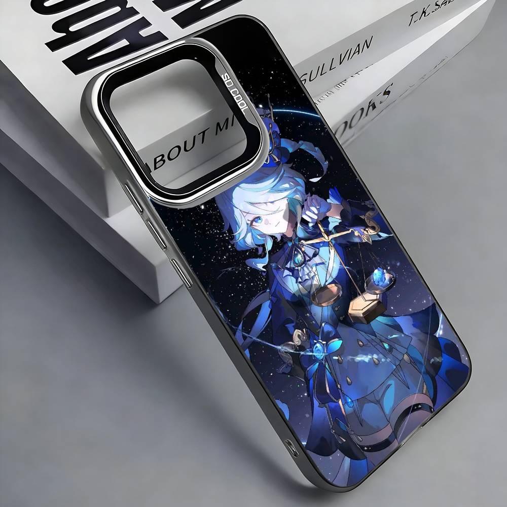 F-Furina G-Genshin I-Impact Цветной Серебристый Задний Чехол Для Телефона Для IPhone 17 16 15 14 13 12 11 Plus Pro Max Plus