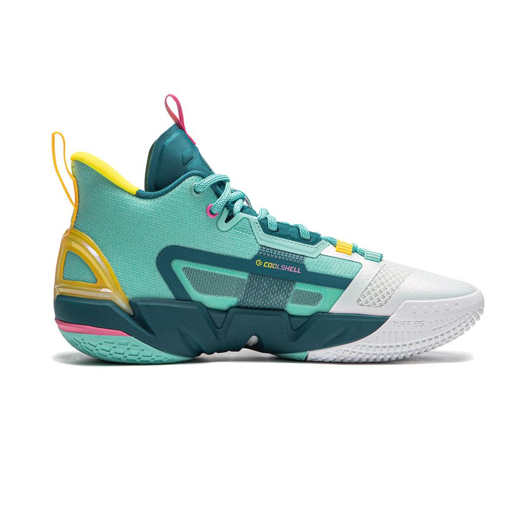Li Ning BadFive 4 Амортизирующие износостойкие дышащие баскетбольные кроссовки средней высоты Мужские Зеленый Белый ABFU015-12