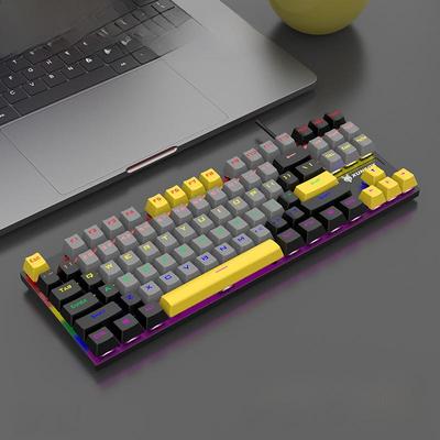 Механическая клавиатура Silver Fox K80: 87-клавишная USB-клавиатура, светящаяся синяя ось, киберспортивные игры, Color Match.