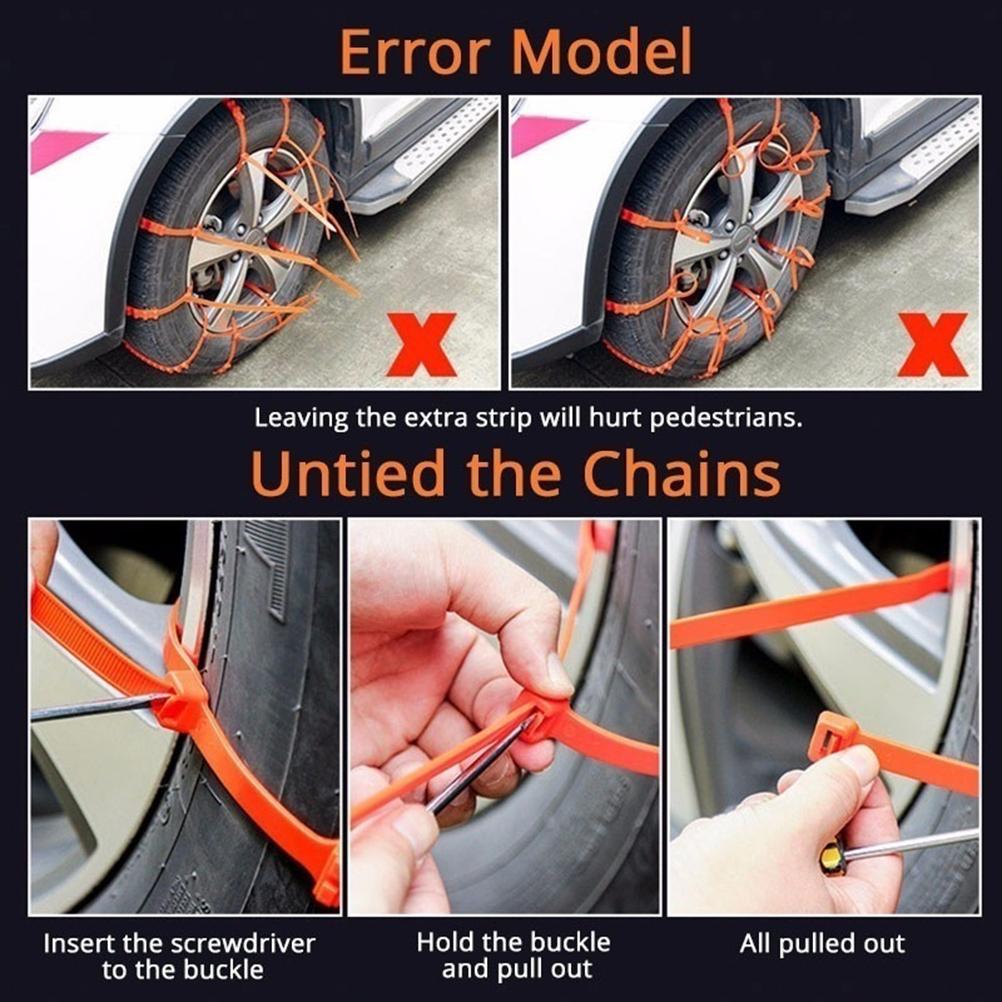 10Pcs Nylon Snow Chain Emergency Anti Skid Mud Snow Chain Survival Traction Car Tire Chains for Car