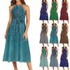 Женское повседневное платье миди с круглым вырезом, классическое, повседневное, без рукавов, свободное платье в стиле бохо с завязками, летний пляжный сарафан