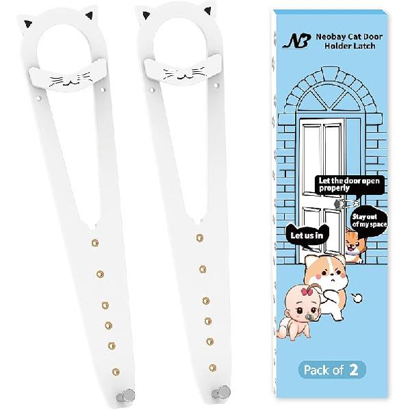 Cat Door Latch with Stabilizer, 7 Sizes Adjustable Cat Door Holder Latch to Keep Dog Out of Litter Box, Economical Alternative of Pet Gates and