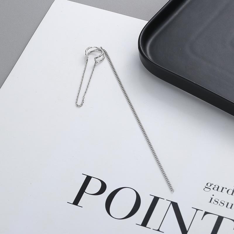 Панк серебряного цвета с длинными кисточками для ушей, женские корейские модные висячие серьги-клипсы для девочек, винтажные поддельные серьги для пирсинга, ювелирные изделия