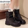 Platform Chunky Motorcycle Ankle Boots Brand Luxury Women Shoes PU Leather Designer  Trend New Retro Fad Chelsea Botas Mujer