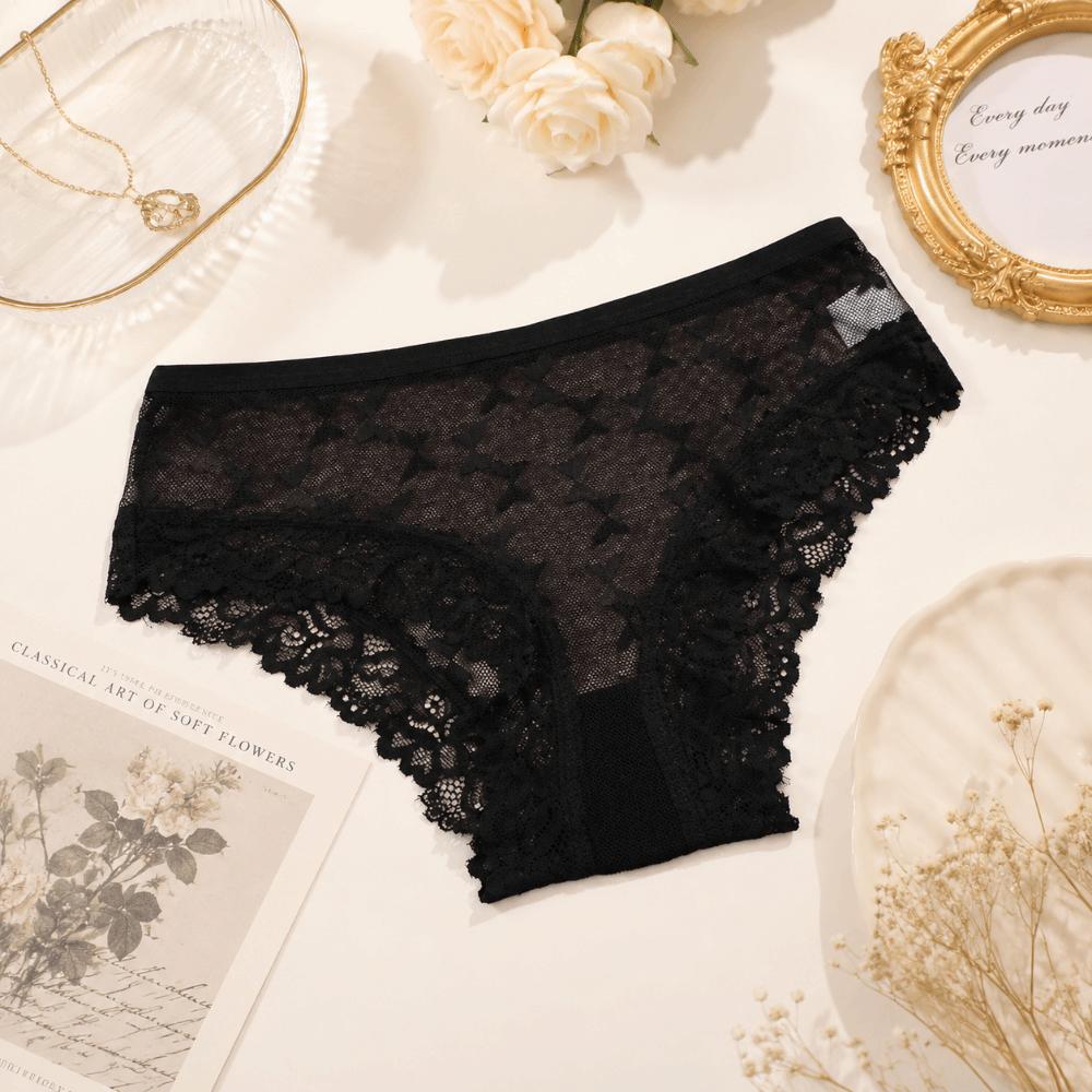 Seamless Lace Trim Briefs Transparent Women Lace Panties Breathable Sheer Mesh Underwear Girls