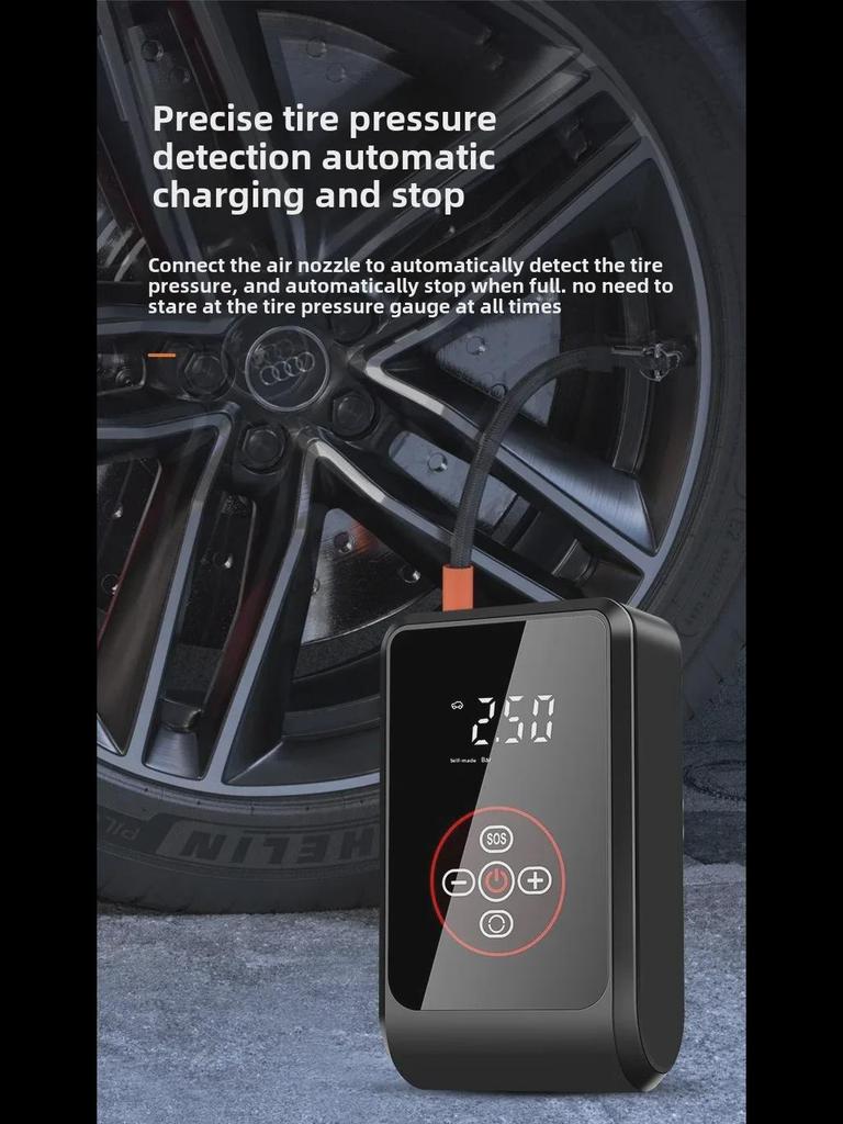 Мини портативный беспроводной цифровой автомобильный насос для накачки шин