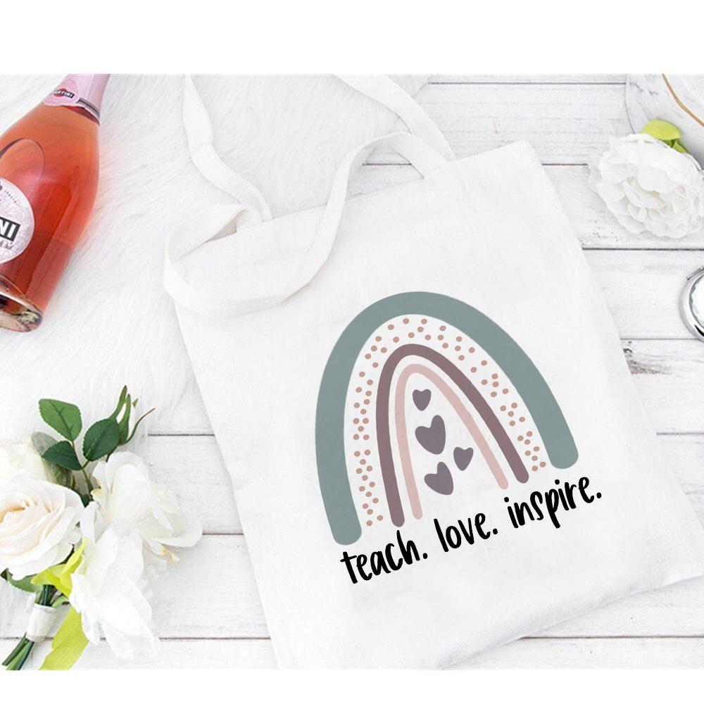 Холстовая сумка для покупок с радужным леопардовым принтом, подарок для учителей, модные женские сумки на плечо