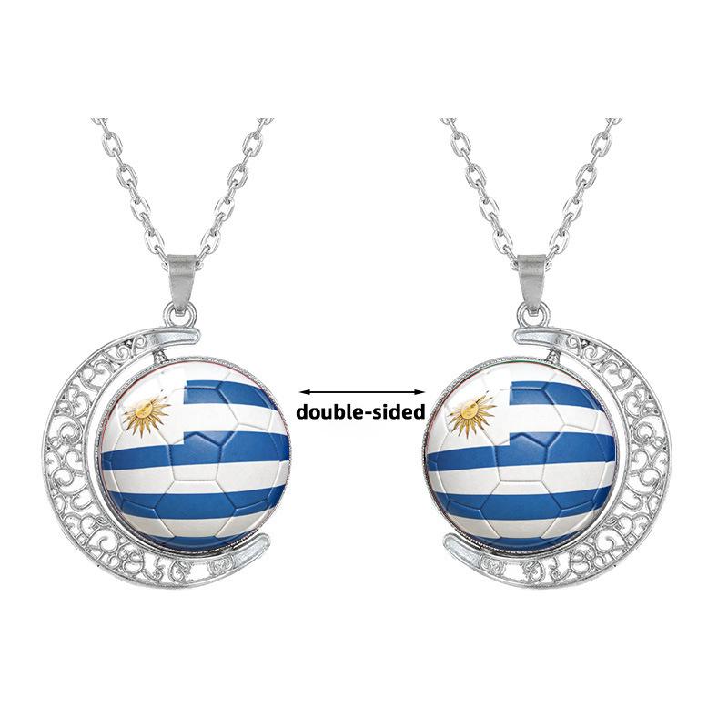 1Pc 2026 World Cup 48 Countries Flag Rotating Moon Necklace, Football Fan Support Pendant