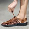 Fashion Lightweight Weave Men Casual Summer Shoes 2025 New Men's All-match Luxury Sandals Leather Men Fashion Beach Non-Slip Sandals