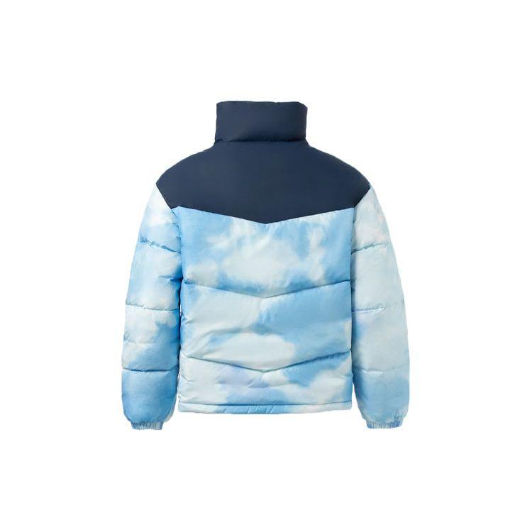 Li Ning CF Su Wu Xing Series Three-Dimensional Pocket Splicing Stand Collar Down Jacket Unisex Outerwear Blue AYMR499-2