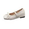 French retro light mouth single shoes new spring and summer bow soft sole square head word Mary Jane shoes