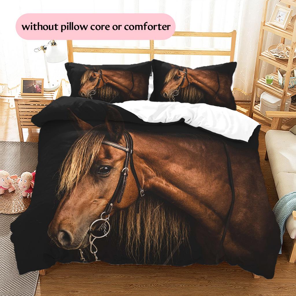 1 шт. Комплект постельного белья с одеялом и наволочками с изображением лошади Декор для дома Подарок на день рождения (1 * пододеяльник + 15 * наволочек, без наполнителя)