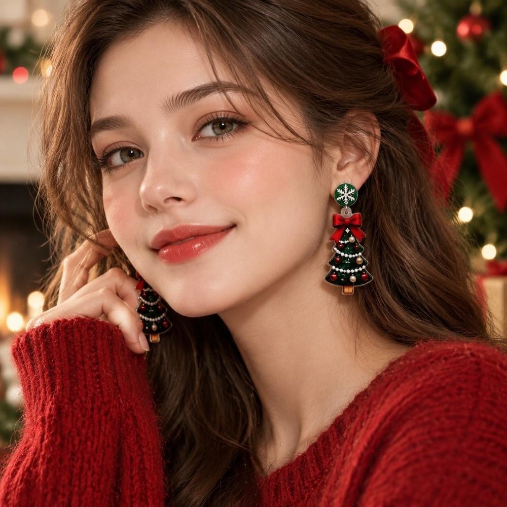 2D Flat Acrylic Leopard Pendant Earrings Snowman Ladies' Ear Jewelry Christmas Earrings Christmas
