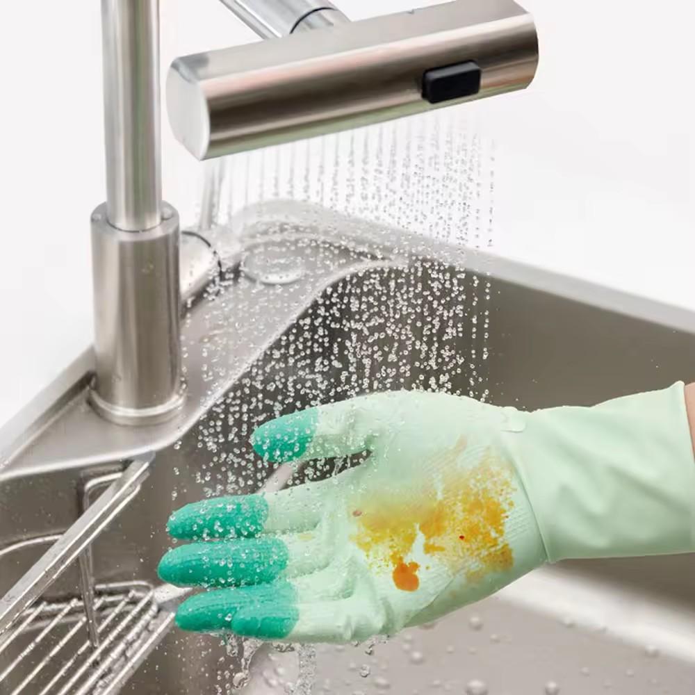 Silicone Dishwashing Cleaning Gloves Kitchen Supplies Anti Slip Convenient Long Dishwashing Gloves Reusable Durable Household