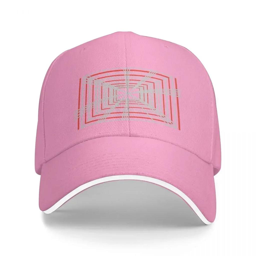 Perspective vanishing point geometric design (grey,red) Baseball Cap funny hat Horse Hat Designer Man Women's