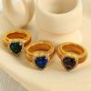 Thick Zircon Heart Ring Vintage Thick Finger Ring Elegant Women's Jewelry  Ladies