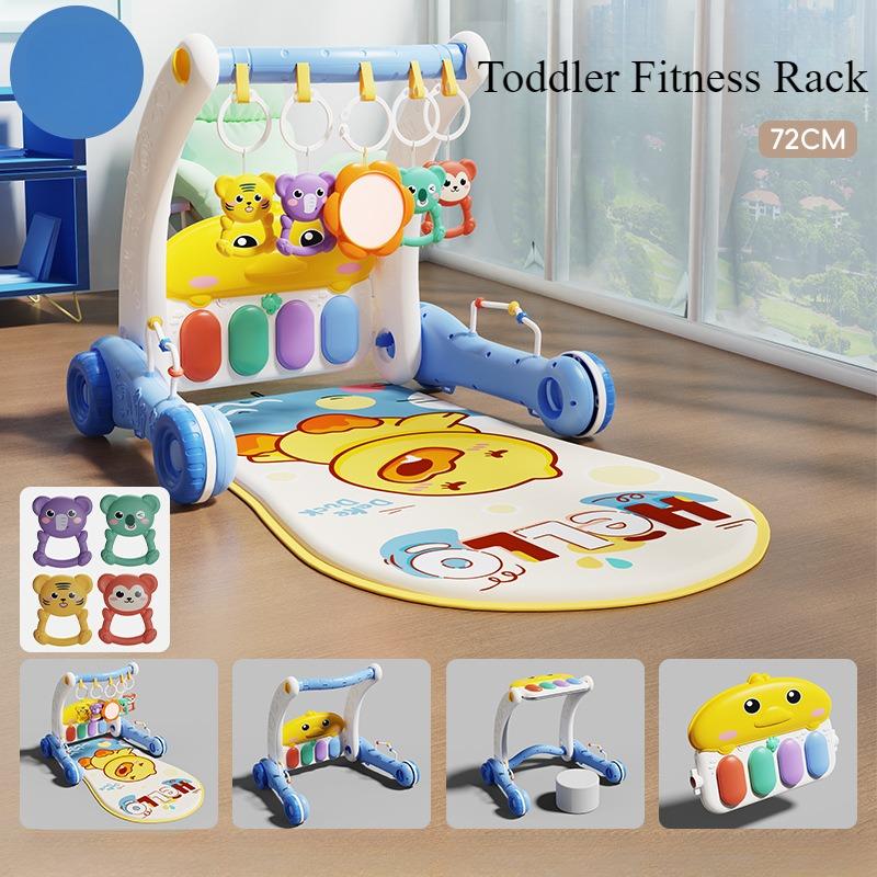 2 In 1 Newborn Baby Walker Fitness Frame with Music & Light Early Education Baby Trolly Fitness Rack Pedal Piano Toy for Infant