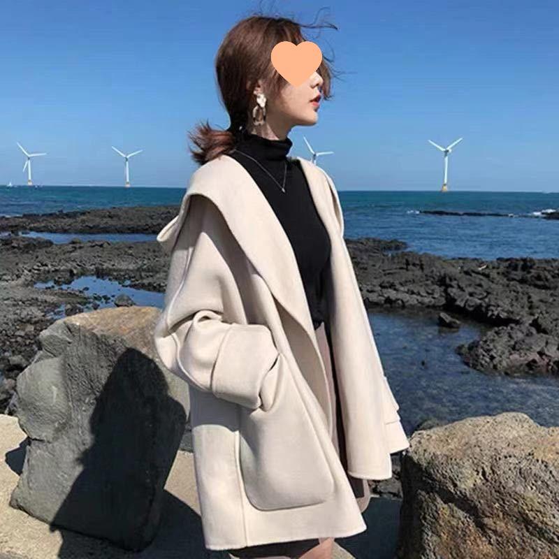 Короткое двустороннее шерстяное пальто - Осенне-зимний французский кейп для женщин и студенток