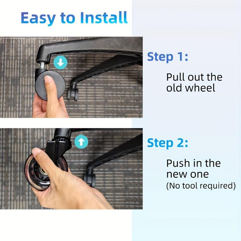 5 шт. сменные колеса для офисного кресла, 3-дюймовый бесшумный поворотный ролик для тяжелой мебели, универсальный полиуретановый резиновый ролик