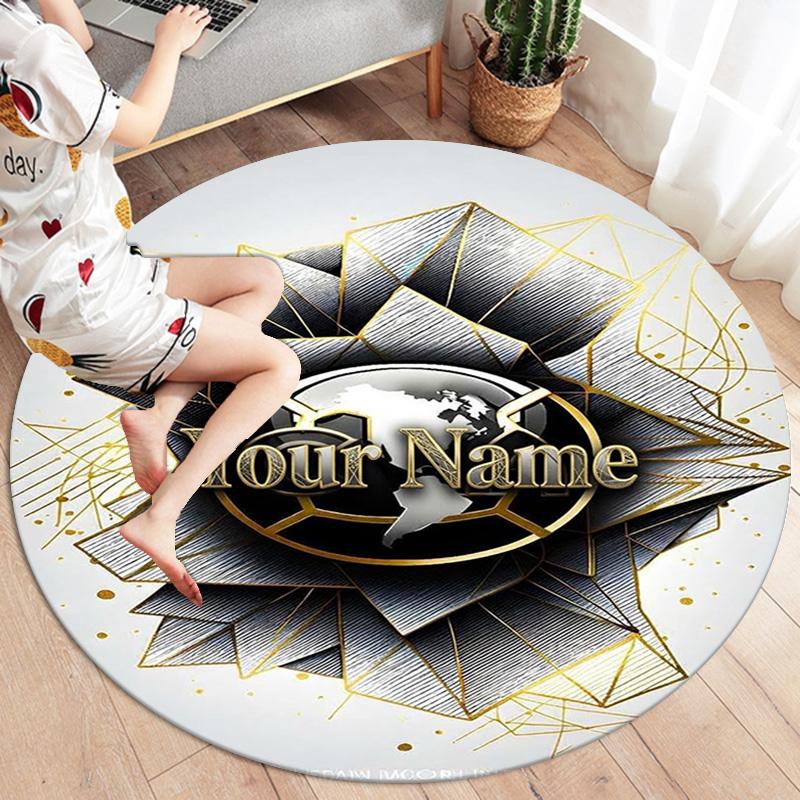 Club America Eagle Custom Name Round Area Rug Carpet Rug For Living Room Bedroom Sofa Playroom Decor Nonslip Floor Mat