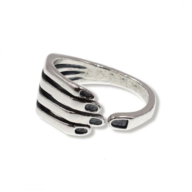 Adjustable Open Ring Men Women Geometric Hand Shape Design Plated Vintage Style Statement Jewelry