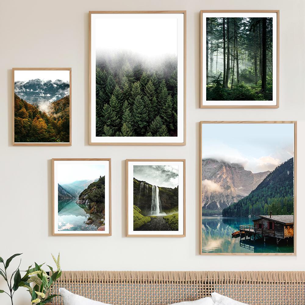 Foggy Forest Wall Art Canvas Painting Scandinavian Poster and Print Nature Landscape Nordic Decoration Picture Modern Home Decor