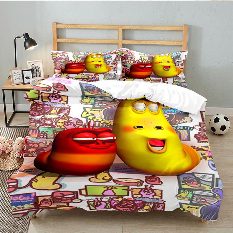 3PCS Larva Bedding Set Printed Duvet Cover Closure Includes 1 Duvet Cover & 2 Pillowcases for All Seasons Bedroom Decor