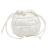 Women's Quilted Puffer Bucket Bag Drawstring Closure Creative Shoulder Crossbody Bag for Daily Commute and Outdoor White
