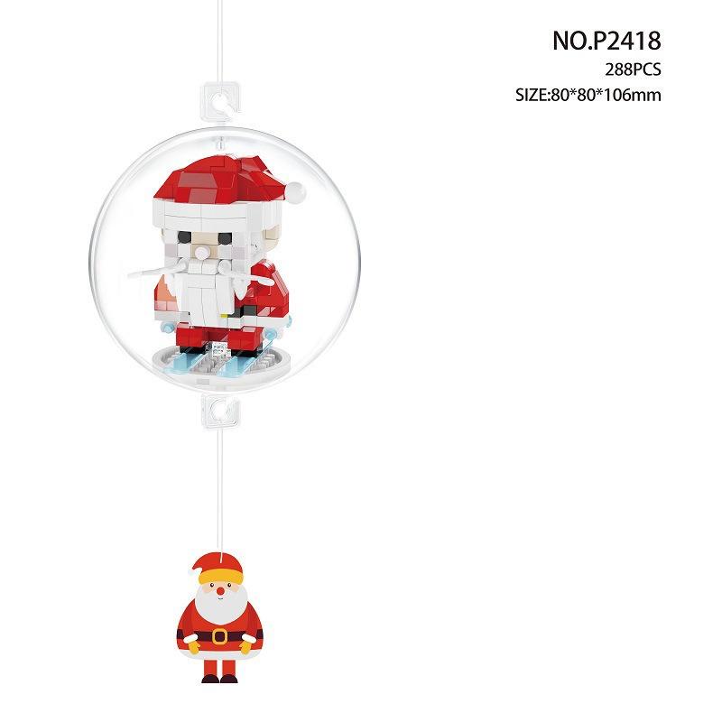 Santa Claus wreath sled decorative pendant, children's educational DIY building block toy, creative gift