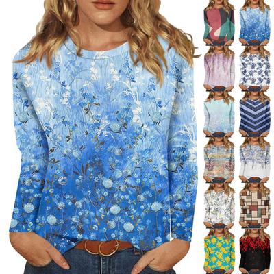 Рубашки с длинным рукавом для женщин, милые футболки с графическим принтом, блузки, повседневные базовые топы больших размеров, пуловеры