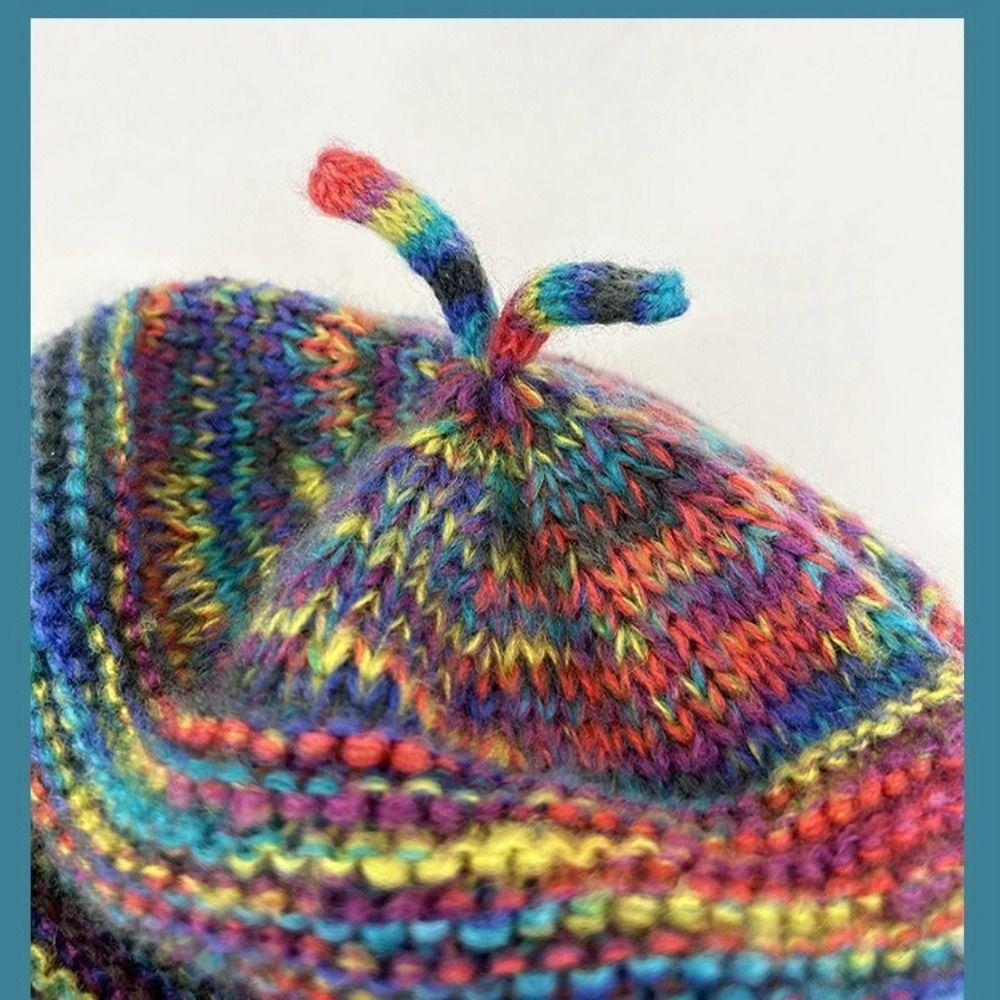 Colorful Warm Beanie Hat Fashion Gradient Woolen Cap New Rainbow Knitted Hat