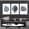 Dark Blue Coral Art Prints, Antique Wall Decorations, Vintage Marine Corals, Wall Art Prints, Canvas Painting,