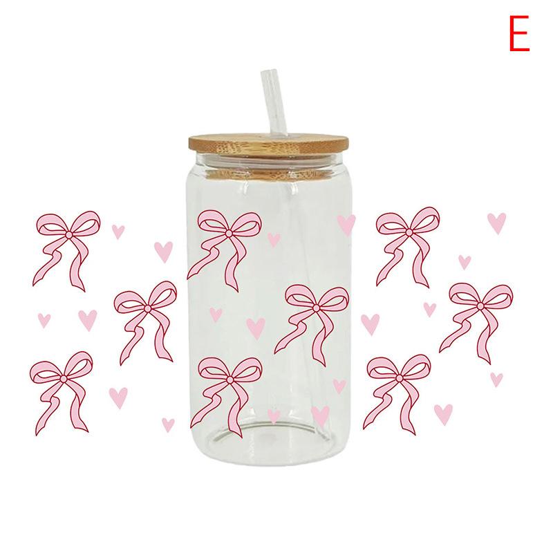 3D Uv Dtf Transfers Stickers 16Oz Cup Wraps Cartoon Bow Printed For Diy Glass Ceramic Metal Leather