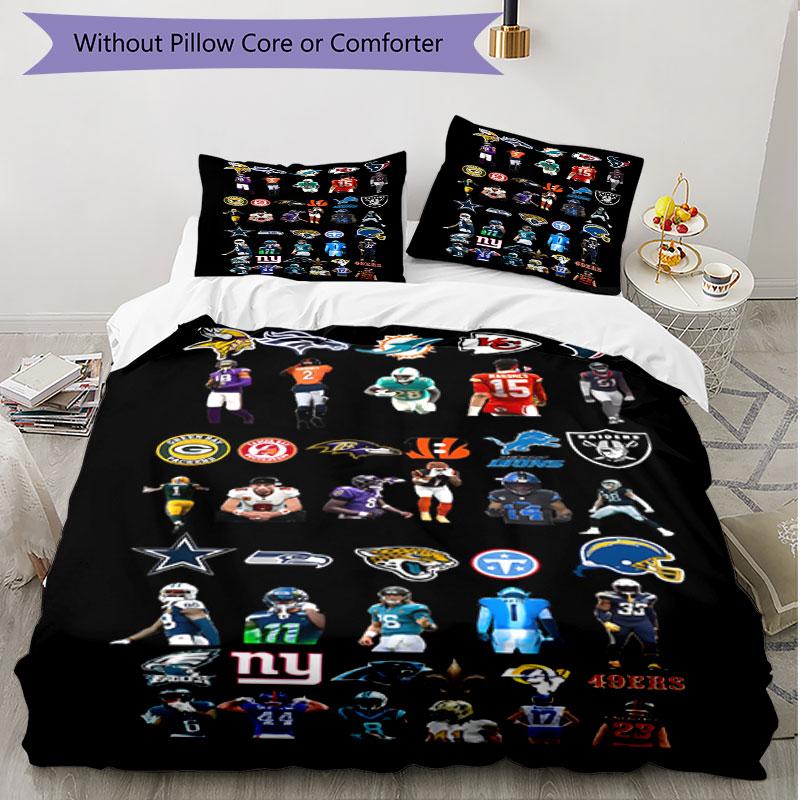 3pcs Duvet Cover Set (1*Duvet Cover + 2*Pillowcase, Without Core), NFL Print Soft All‑Season Bedding Set, Home Bedroom Decor Gift