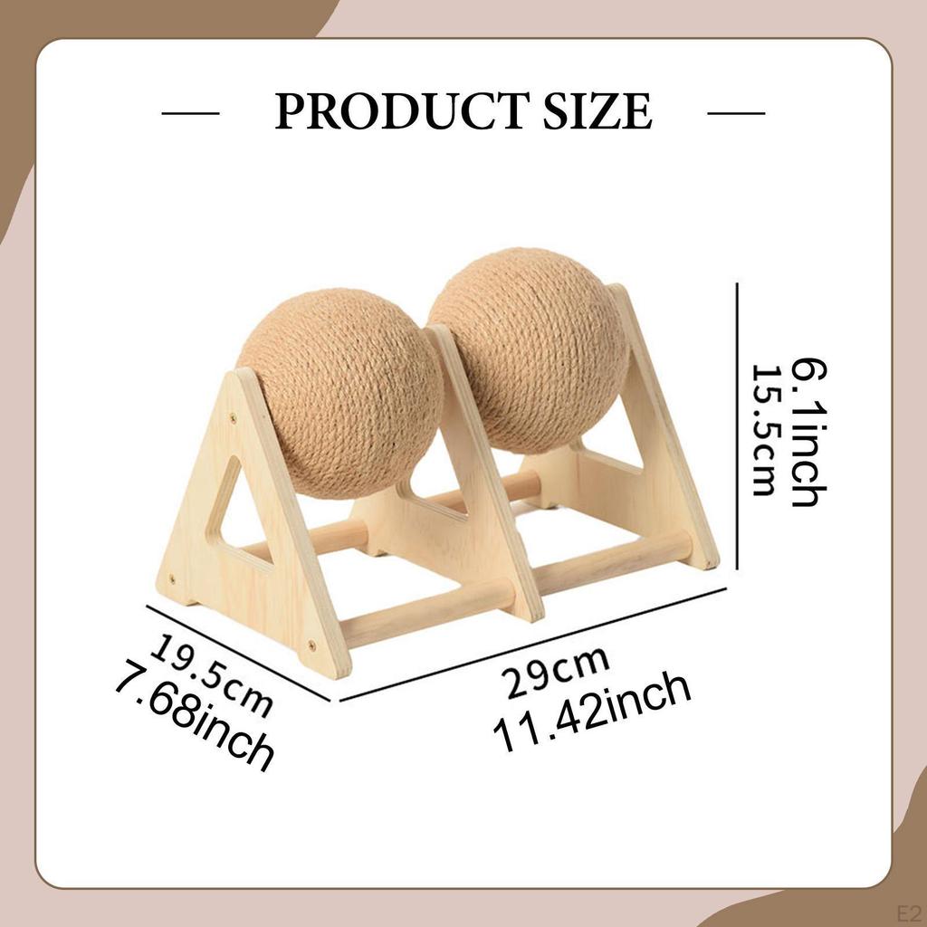 Cat Scratching Ball Interactive Exercise Toy Wooden Furniture Protector Scratcher with Stand for