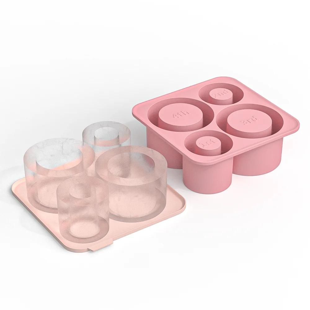 Ice Cube Tray Mold for Tumbler St Cup Silicone Cylinder Ice Cube Maker Mold with Lid For 20oz 30oz 40oz