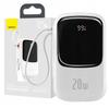 Powerbank Baseus Qpow Pro with Lightning Cable, USB-C and USB Port, 20000mAh, 20W (White)