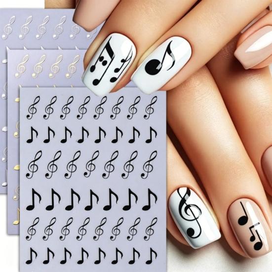 Наклейки для ногтей "Музыкальные ноты", Самоклеящиеся, DIY, Винтажные, Английские буквы, Маникюр, Декорации, Наклейки, Женские аксессуары для ногтей, Для дома, Салона