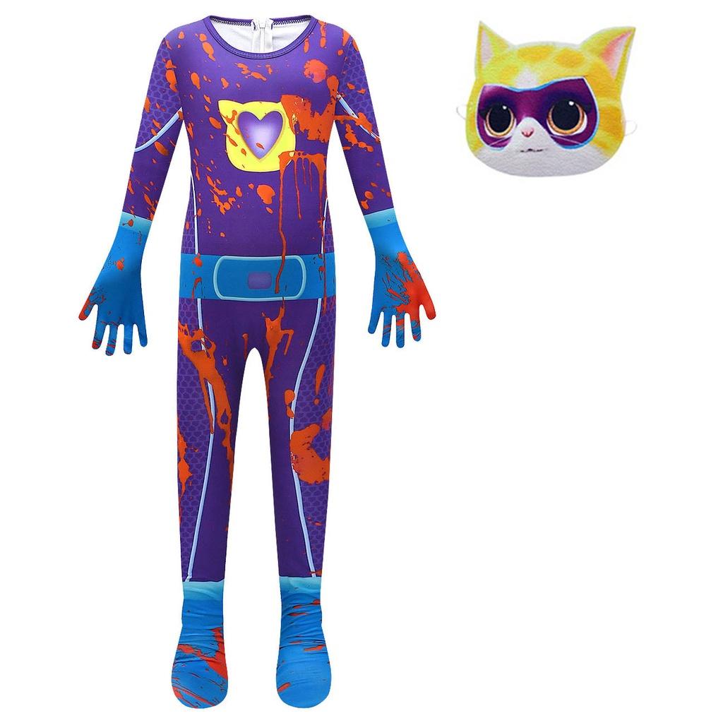 Cute And Comfortable Superkitties Children's Jumpsuit Cartoon Design Soft Milk Silk Fabric Multiple Colors 100cm-150cm/43.3-59.05in