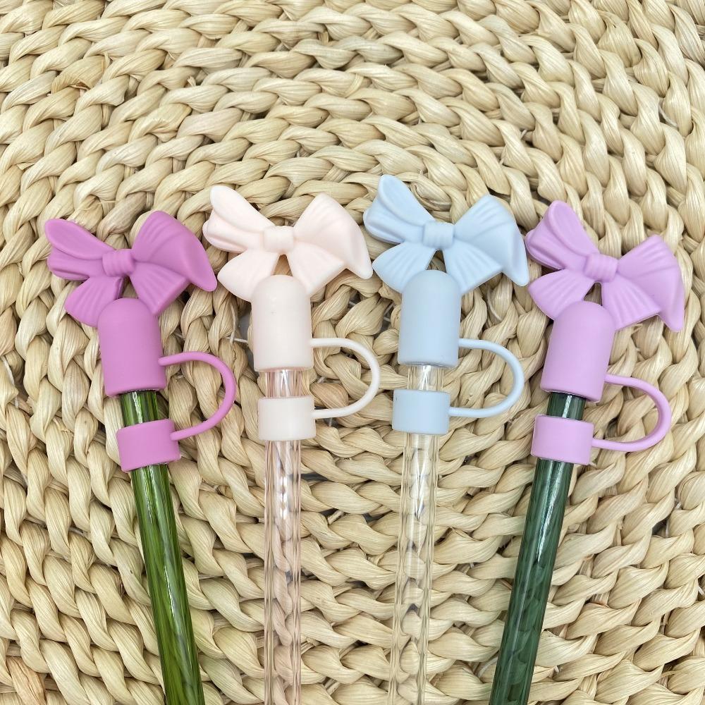 Dust Proof Bow Straw Cap Covers Reusable Silicone Straw Tips Cover for Stanley Cups