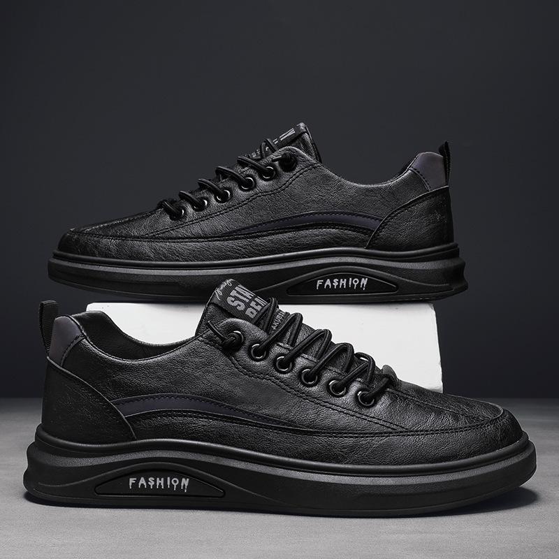 Summer Men's Shoes New Spring and Autumn Sports Casual Leather Shoes Men's Board Shoes Black Non-slip Waterproof Chef
