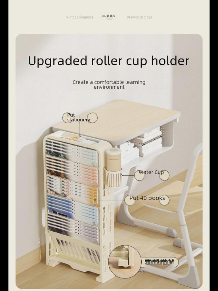 Передвижная книжная полка и стол на колесах: Многофункциональная стойка для хранения вещей для использования в классе или дома