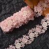 1 Yard Pink Embroidered Lace Ribbon Water Soluble Fabric DIY Garment Accessories Lace Trim Sewing Decoration