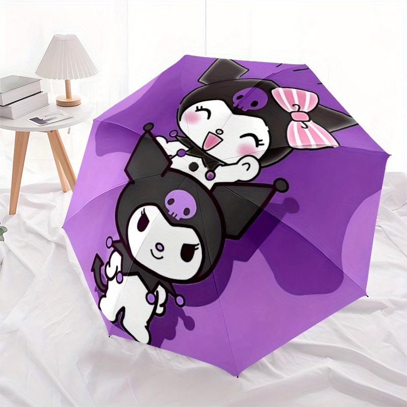 Автоматический складной ветрозащитный зонт Kuromi Sanrio с прочным железным каркасом, портативный компактный дорожный зонт для всесезонного использования, вечеринок 0807074